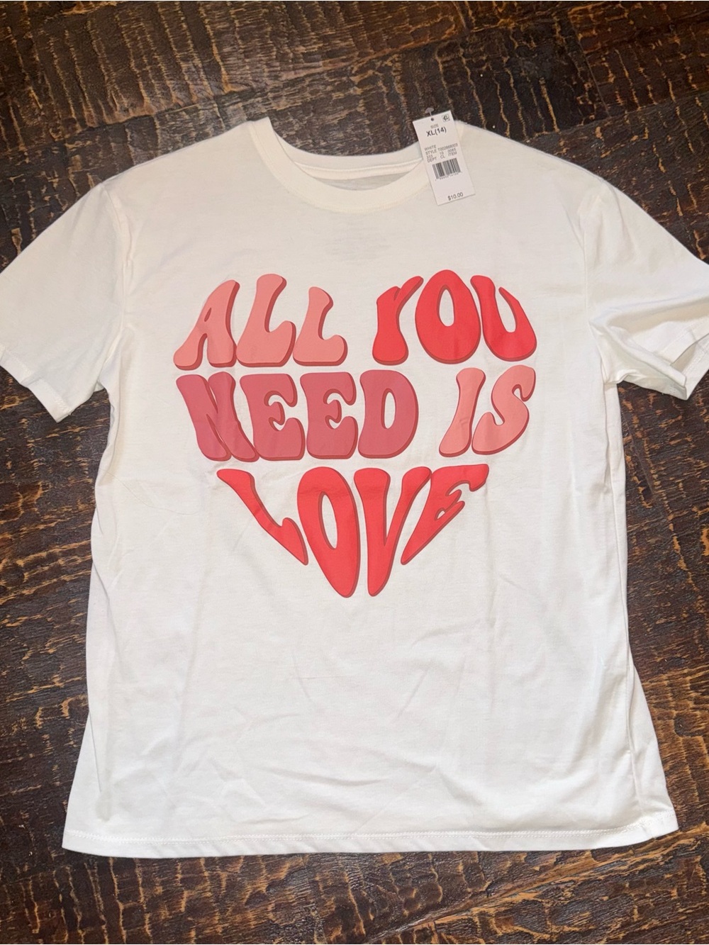 White Kids 'All You Need Is Love' Graphic Tee in Pink & Red Heart